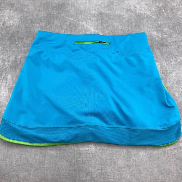 Athleta Skort Women Small Blue Green Mesh Piped‎ Mesh Leg Grip Swim Walk Jog - Picture 7 of 8